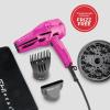 imageFHI HEAT Platform Nano Lite Pro 1900 Hair Dryer Turbo Tourmaline Light Weight Ceramic Quick Dry with 3 Piece Attachment Set Comb Concentrator and DiffuserPink Chrome