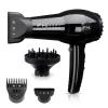imageFHI HEAT Platform Nano Lite Pro 1900 Hair Dryer Turbo Tourmaline Light Weight Ceramic Quick Dry with 3 Piece Attachment Set Comb Concentrator and DiffuserBlack