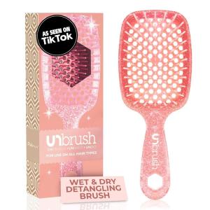 imageFHI Heat UNbrush Detangling Brush for PainFree Brushing on All Wet or Dry Hair Types  Durable DuoFlex AntiStatic Bristles Lightweight Handle Vented Hair BrushRuby Peach