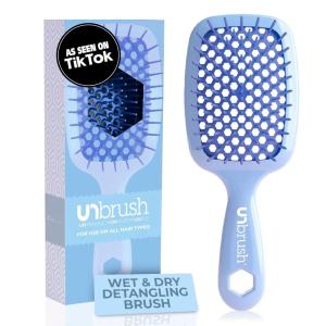 imageFHI Heat UNbrush Detangling Brush for PainFree Brushing on All Wet or Dry Hair Types  Durable DuoFlex AntiStatic Bristles Lightweight Handle Vented Hair BrushPeriwinkle Light Blue