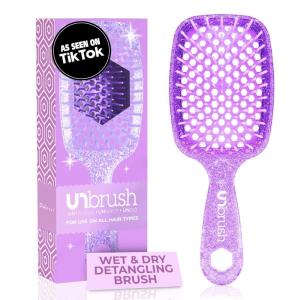 imageFHI Heat UNbrush Detangling Brush for PainFree Brushing on All Wet or Dry Hair Types  Durable DuoFlex AntiStatic Bristles Lightweight Handle Vented Hair BrushAmethyst Lavender