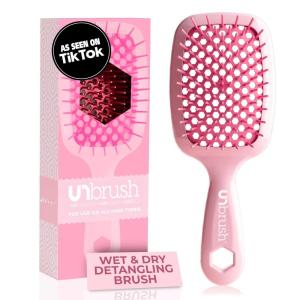 imageFHI Heat UNbrush Detangling Brush for PainFree Brushing on All Wet or Dry Hair Types  Durable DuoFlex AntiStatic Bristles Lightweight Handle Vented Hair BrushPeony Light Pink