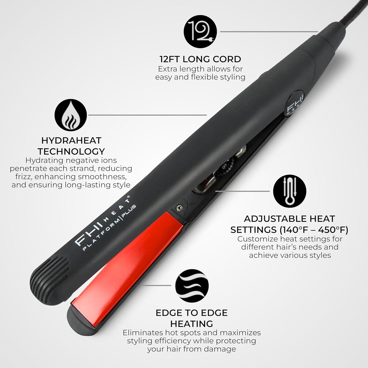 imageFHI Heat Platform Plus Curve Pro 1quot Hair Styler  Ionic Tourmaline Ceramic Straightener Flat Iron for Bouncy Curls or Beach Waves  Adjustable Heat Auto ShutOff and Universal Voltage 12ft Cord