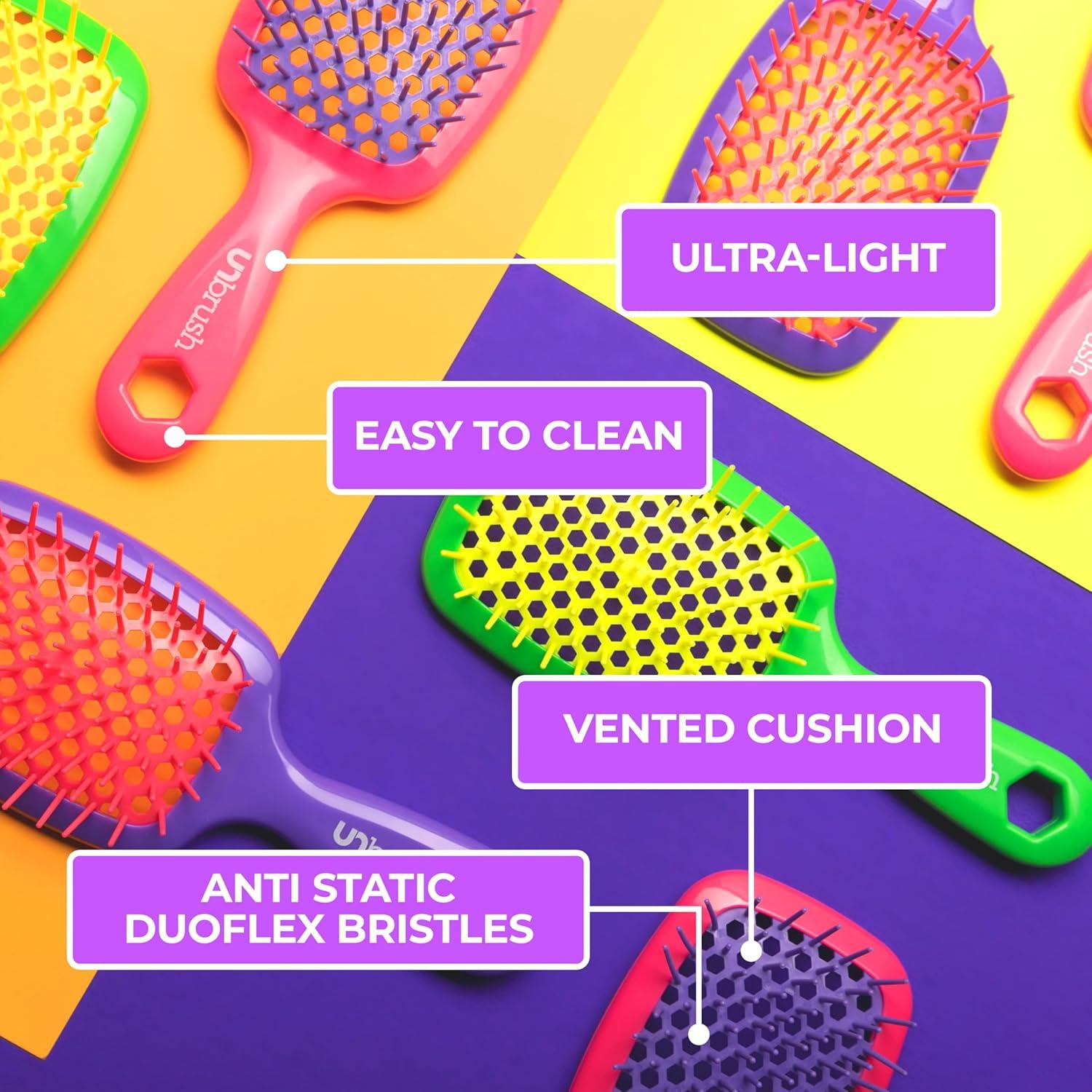 imageFHI Heat UNbrush Detangling Brush for PainFree Brushing on All Wet or Dry Hair Types  Durable DuoFlex AntiStatic Bristles Lightweight Handle Vented Hair BrushPink Burst