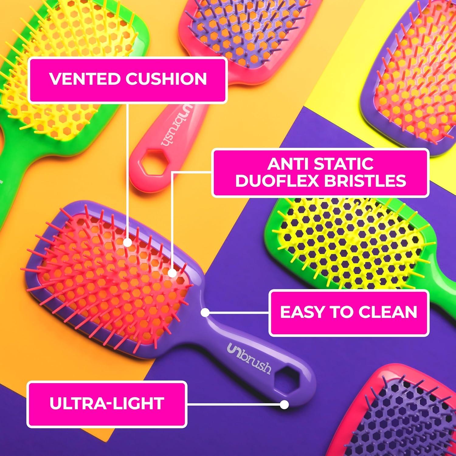 imageFHI Heat UNbrush Detangling Brush for PainFree Brushing on All Wet or Dry Hair Types  Durable DuoFlex AntiStatic Bristles Lightweight Handle Vented Hair BrushElectric Berry Purple