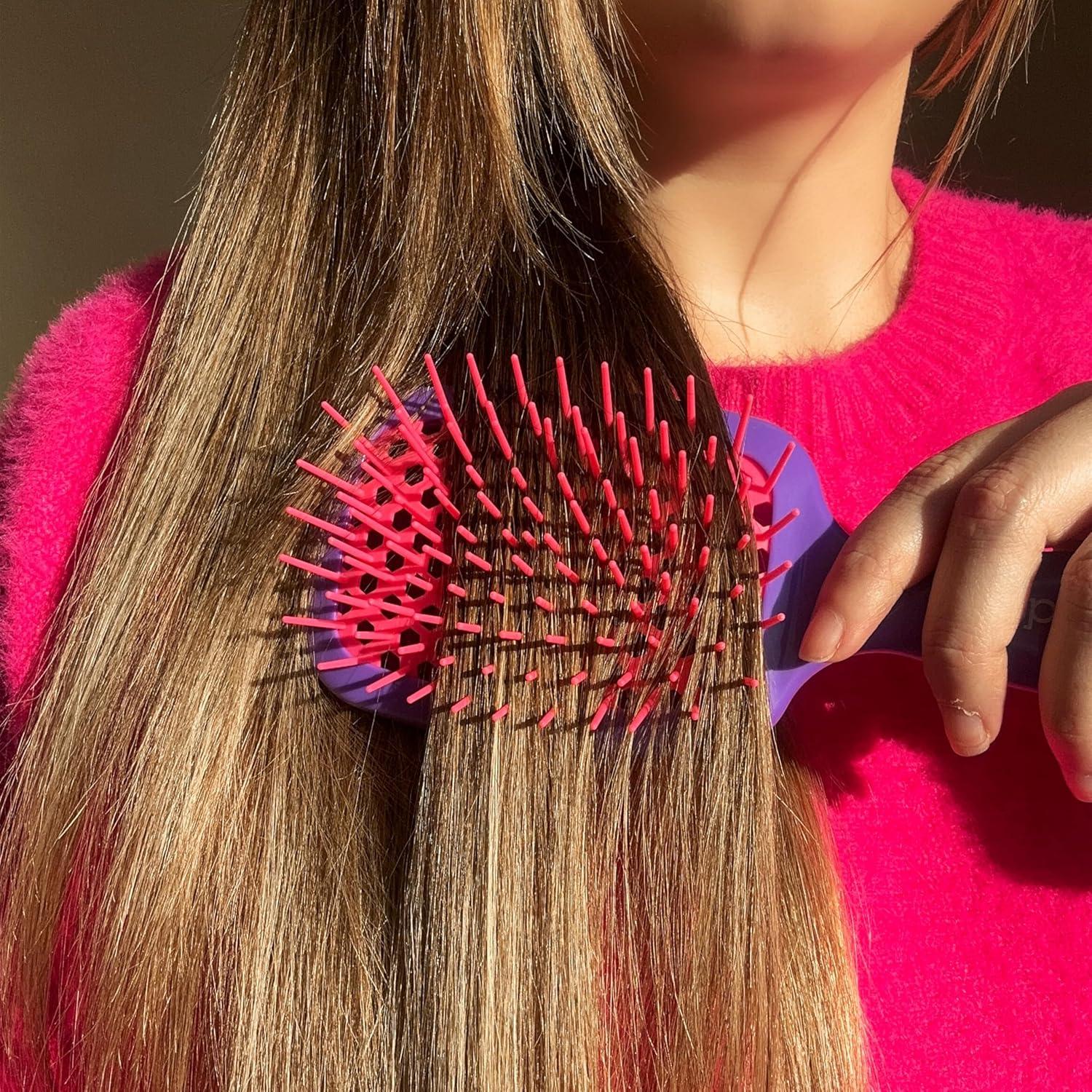 imageFHI Heat UNbrush Detangling Brush for PainFree Brushing on All Wet or Dry Hair Types  Durable DuoFlex AntiStatic Bristles Lightweight Handle Vented Hair BrushElectric Berry Purple