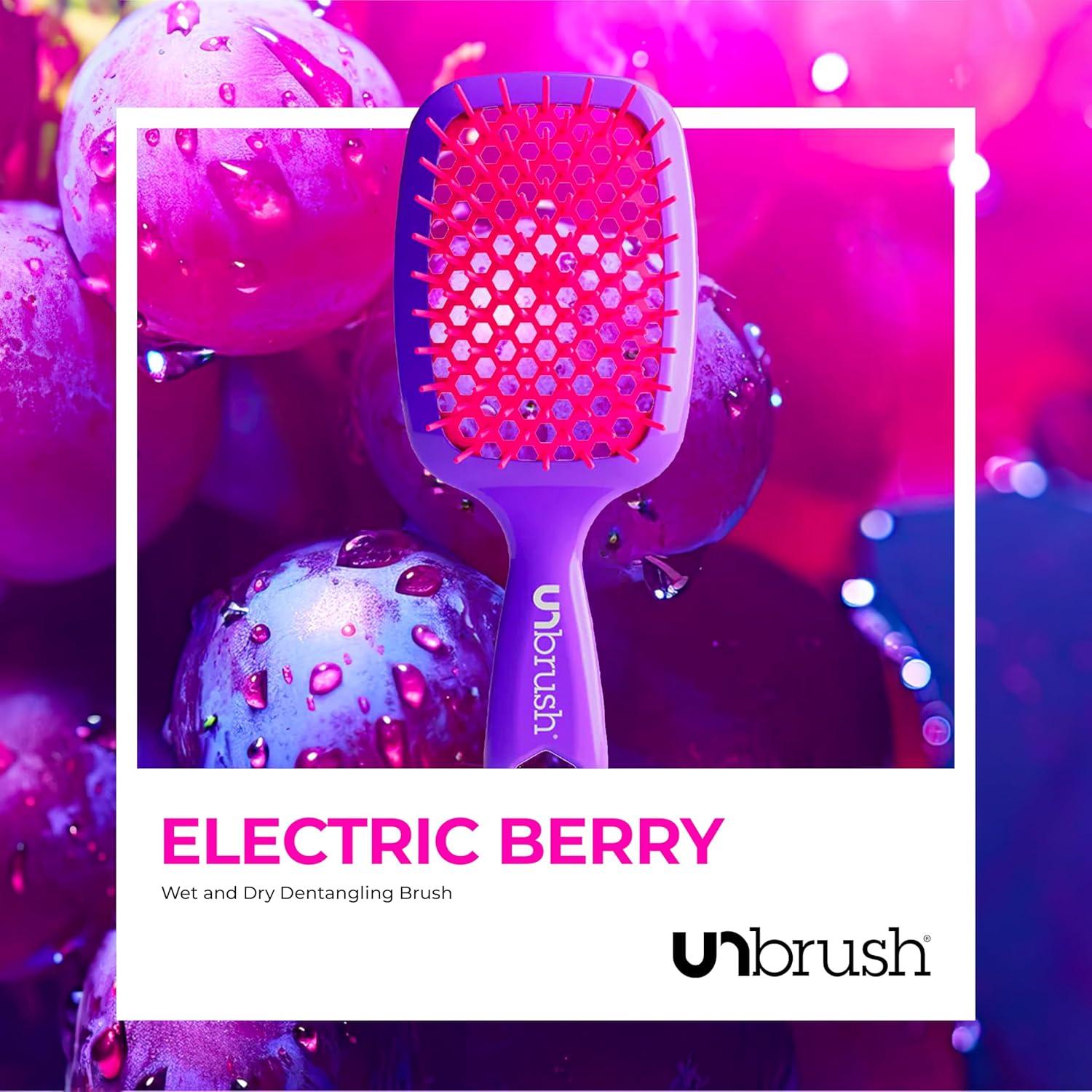imageFHI Heat UNbrush Detangling Brush for PainFree Brushing on All Wet or Dry Hair Types  Durable DuoFlex AntiStatic Bristles Lightweight Handle Vented Hair BrushElectric Berry Purple