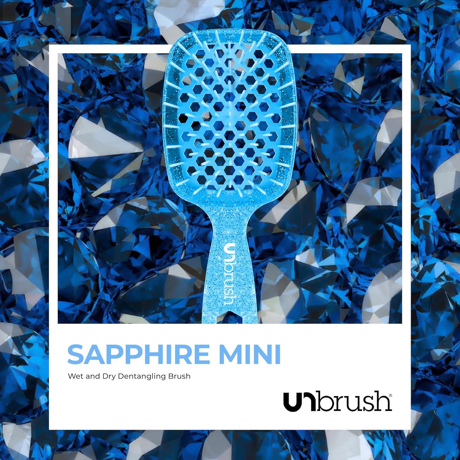 imageFHI Heat UNbrush Mini Detangler Brush for PainFree Brushing on All Wet or Dry Hair Types  Durable Duoflex AntiStatic Bristles Lightweight Handle Vented Mini Hair BrushSapphire Blue