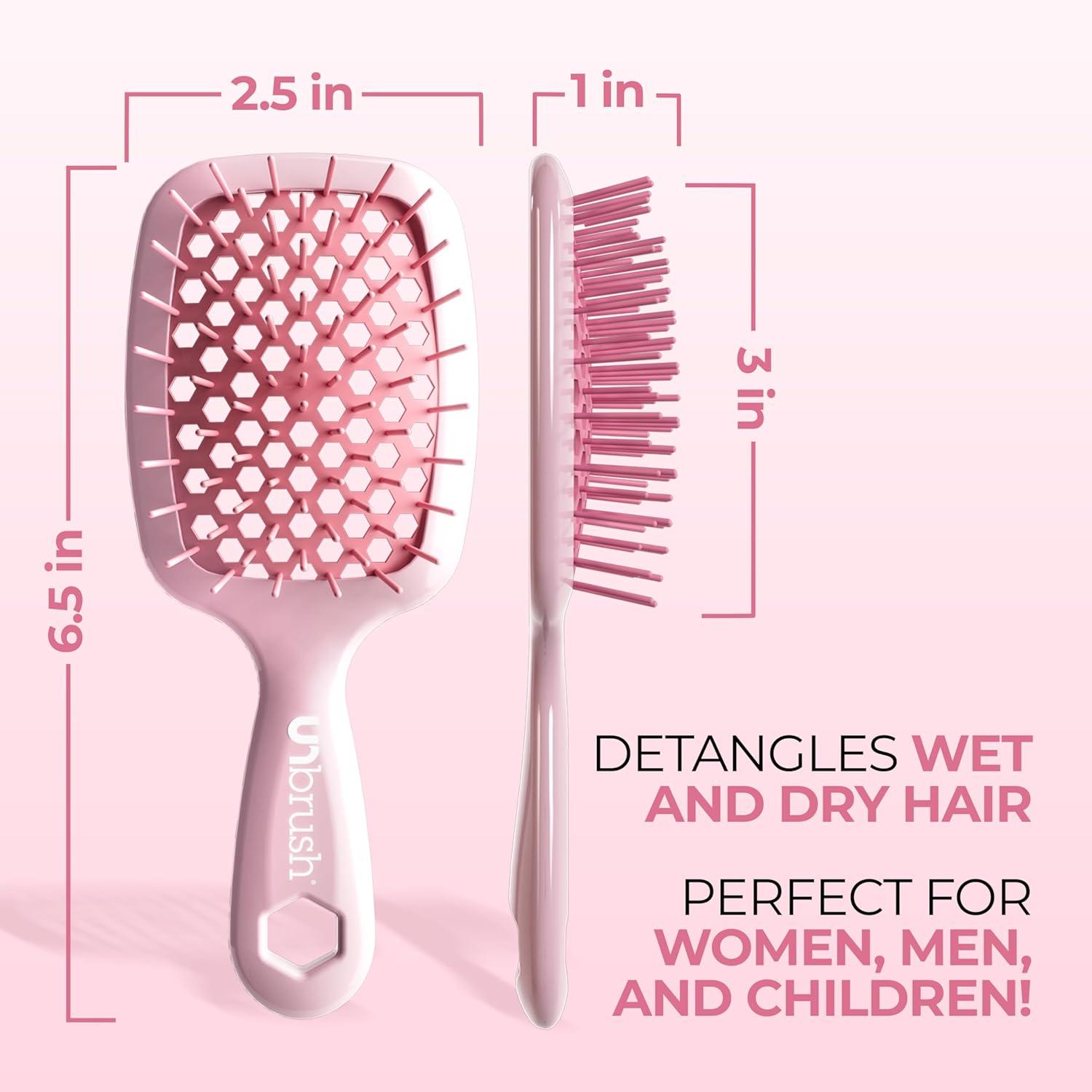 imageFHI Heat UNbrush Mini Detangler Brush for PainFree Brushing on All Wet or Dry Hair Types  Durable Duoflex AntiStatic Bristles Lightweight Handle Vented Mini Hair BrushPeony Light Pink