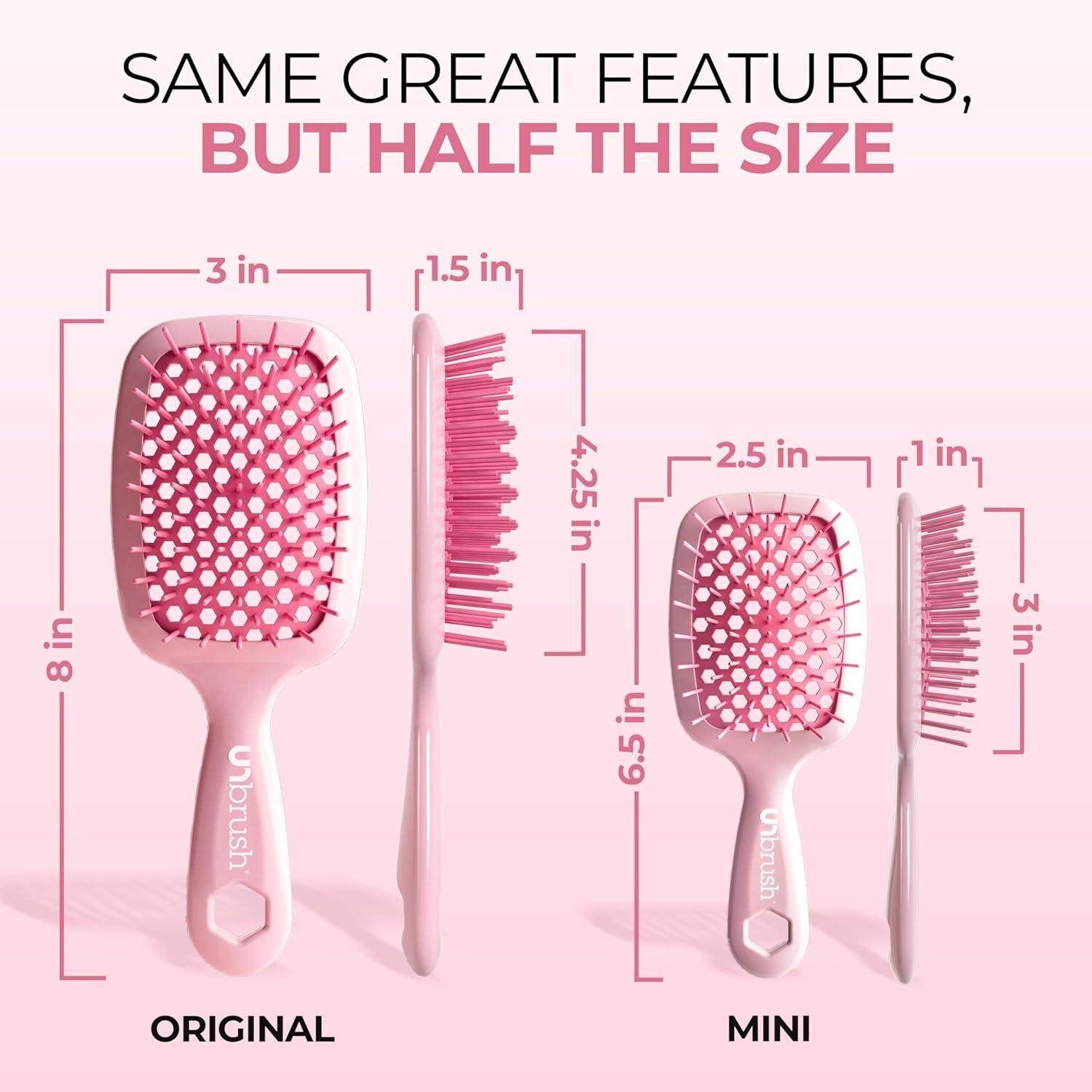 imageFHI Heat UNbrush Mini Detangler Brush for PainFree Brushing on All Wet or Dry Hair Types  Durable Duoflex AntiStatic Bristles Lightweight Handle Vented Mini Hair BrushPeony Light Pink