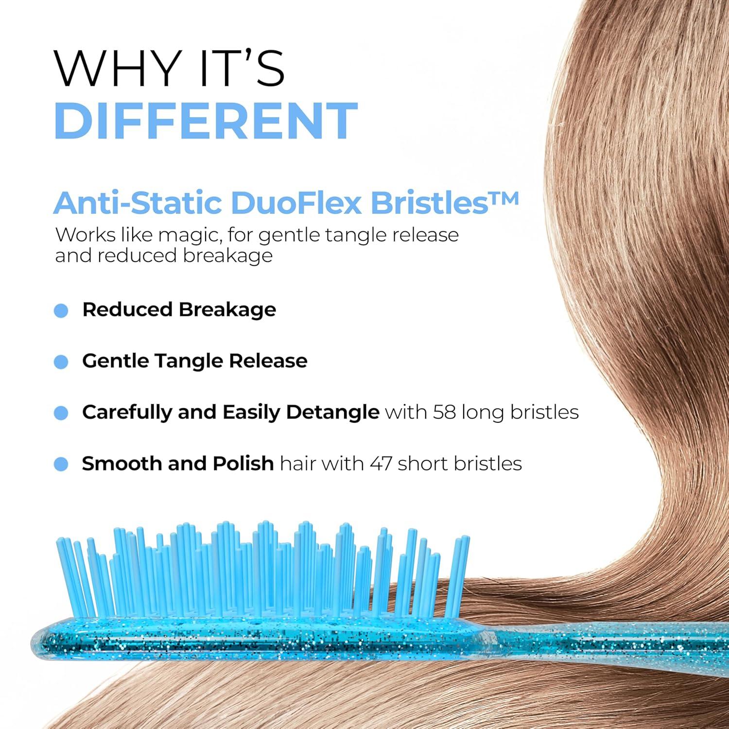 imageFHI Heat UNbrush Mini Detangler Brush for PainFree Brushing on All Wet or Dry Hair Types  Durable Duoflex AntiStatic Bristles Lightweight Handle Vented Mini Hair BrushSapphire Blue