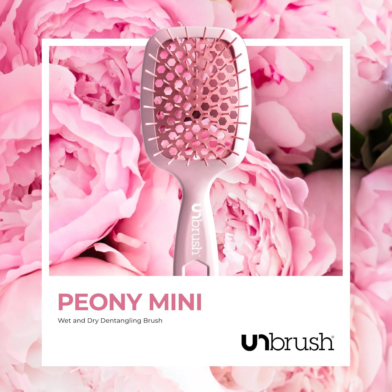 imageFHI Heat UNbrush Mini Detangler Brush for PainFree Brushing on All Wet or Dry Hair Types  Durable Duoflex AntiStatic Bristles Lightweight Handle Vented Mini Hair BrushPeony Light Pink