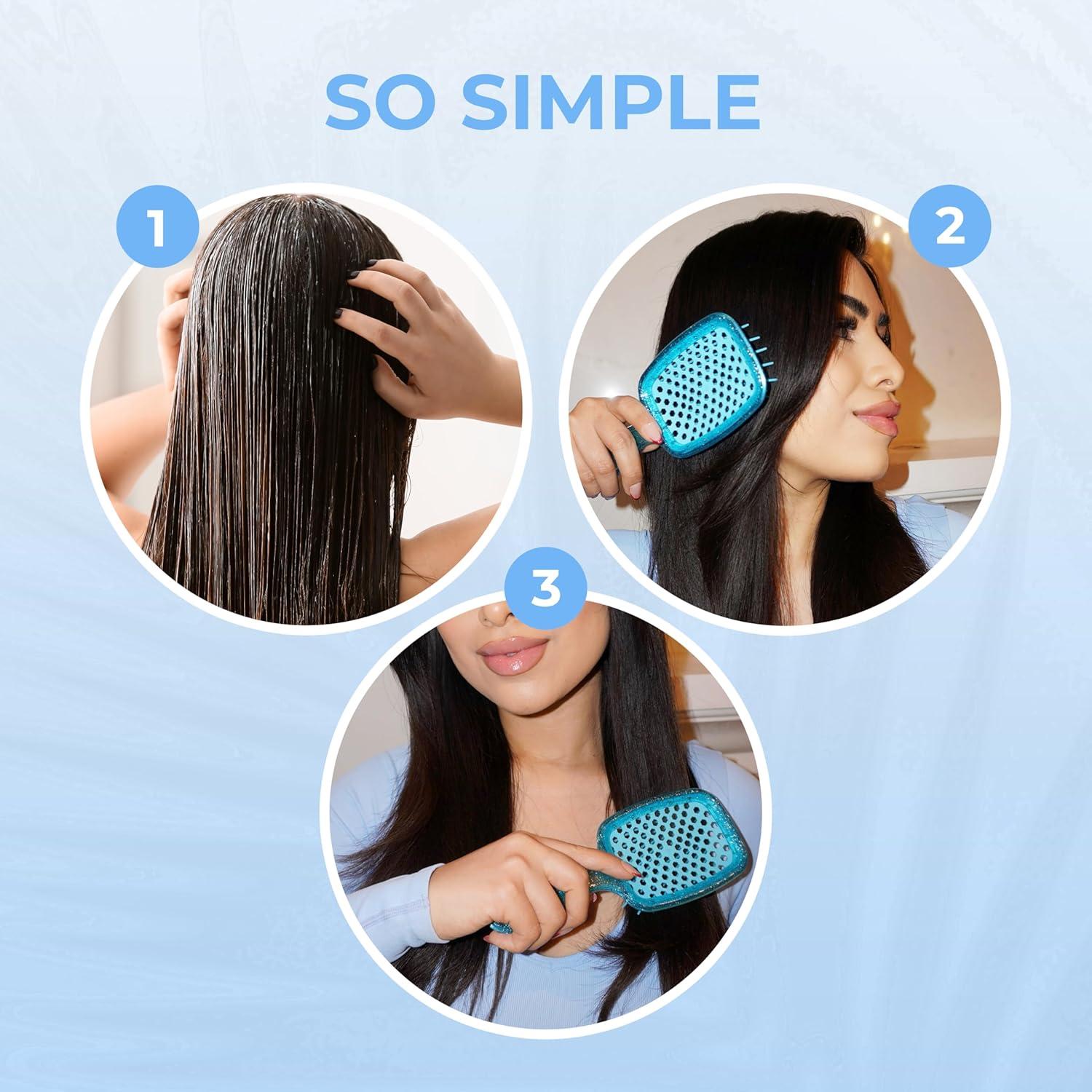imageFHI Heat UNbrush Mini Detangler Brush for PainFree Brushing on All Wet or Dry Hair Types  Durable Duoflex AntiStatic Bristles Lightweight Handle Vented Mini Hair BrushSapphire Blue