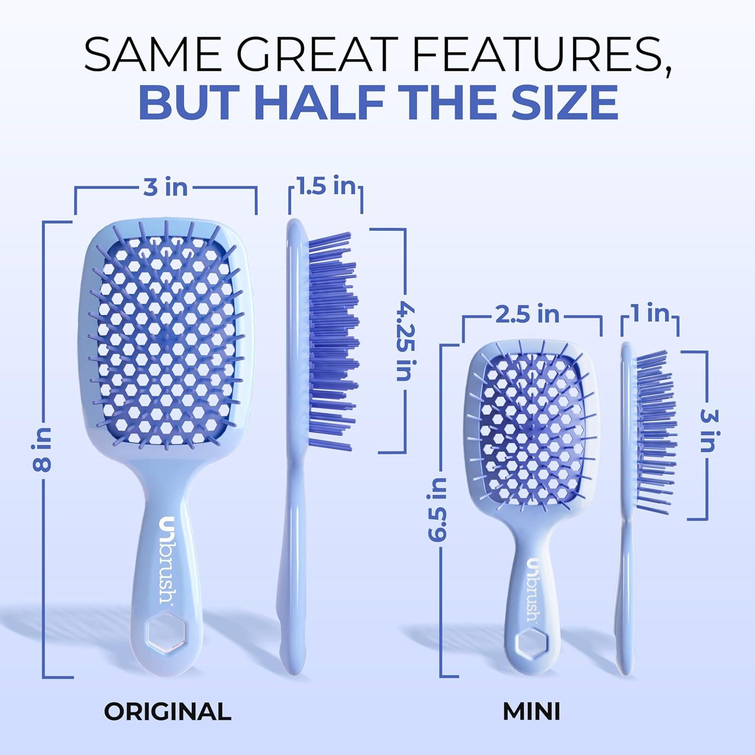 imageFHI Heat UNbrush Mini Detangler Brush for PainFree Brushing on All Wet or Dry Hair Types  Durable Duoflex AntiStatic Bristles Lightweight Handle Vented Mini Hair BrushPeriwinkle Light Blue