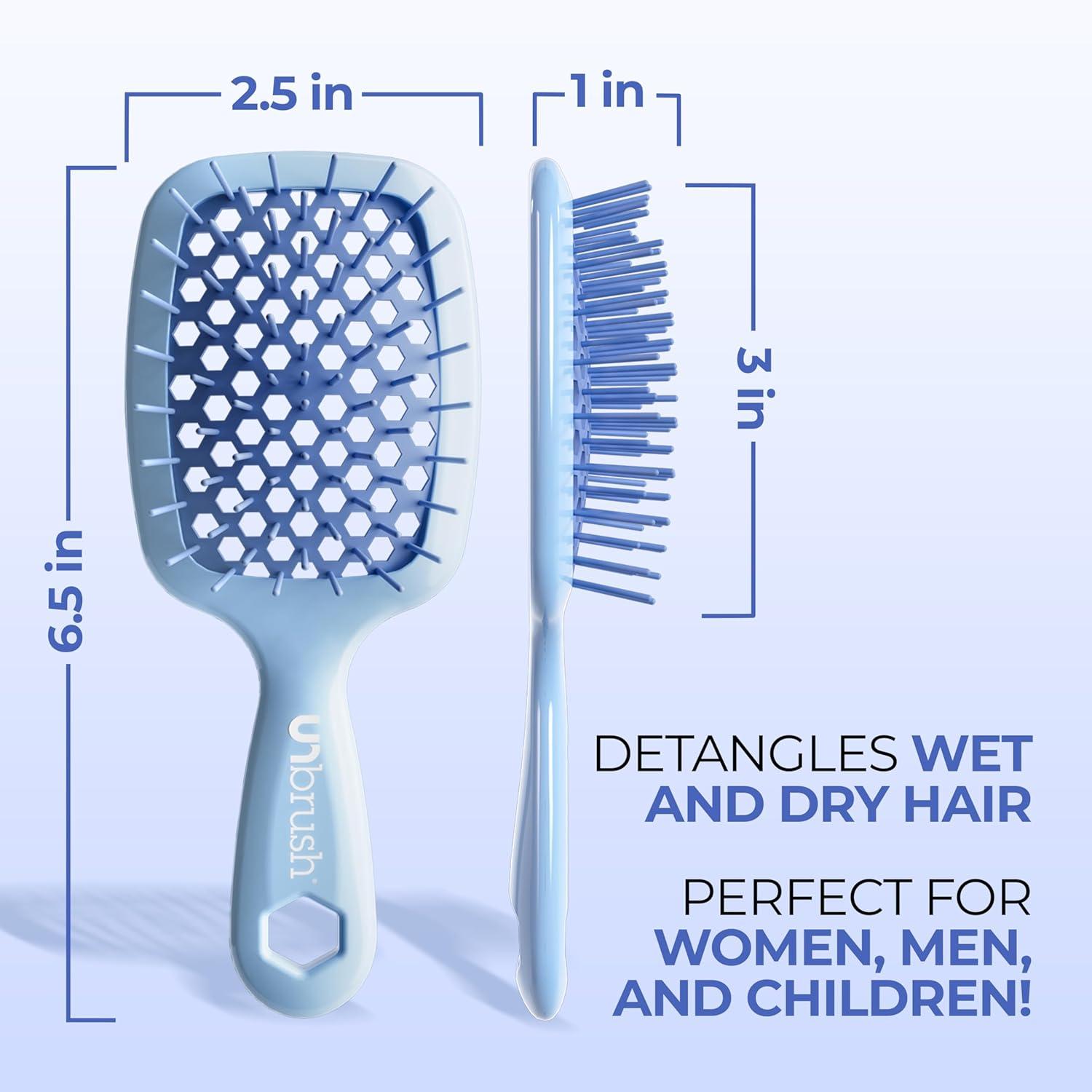 imageFHI Heat UNbrush Mini Detangler Brush for PainFree Brushing on All Wet or Dry Hair Types  Durable Duoflex AntiStatic Bristles Lightweight Handle Vented Mini Hair BrushPeriwinkle Light Blue