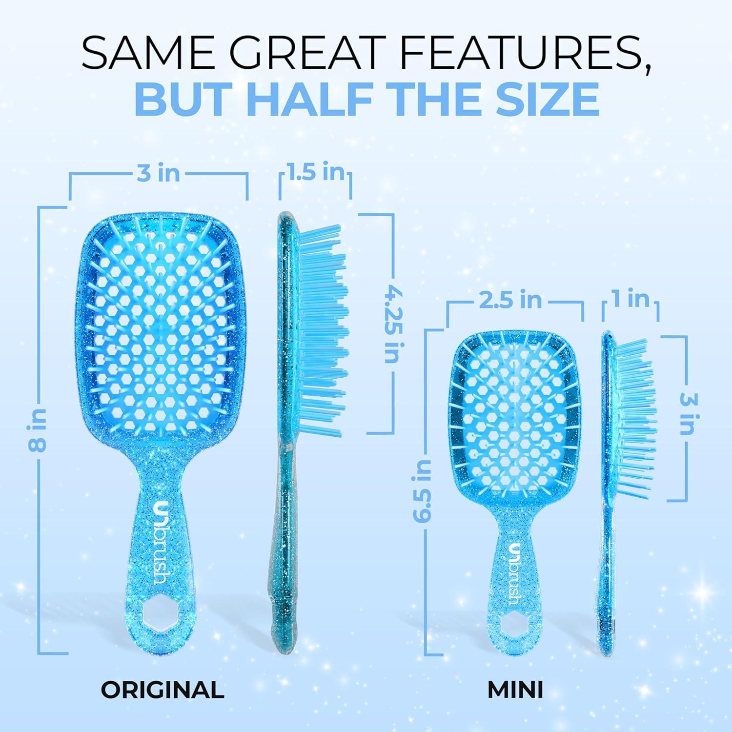 imageFHI Heat UNbrush Mini Detangler Brush for PainFree Brushing on All Wet or Dry Hair Types  Durable Duoflex AntiStatic Bristles Lightweight Handle Vented Mini Hair BrushSapphire Blue