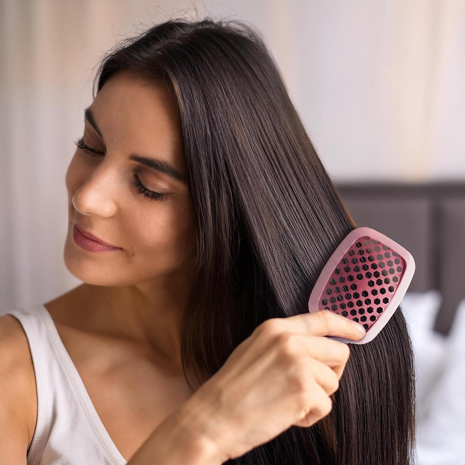 imageFHI Heat UNbrush Mini Detangler Brush for PainFree Brushing on All Wet or Dry Hair Types  Durable Duoflex AntiStatic Bristles Lightweight Handle Vented Mini Hair BrushPeony Light Pink