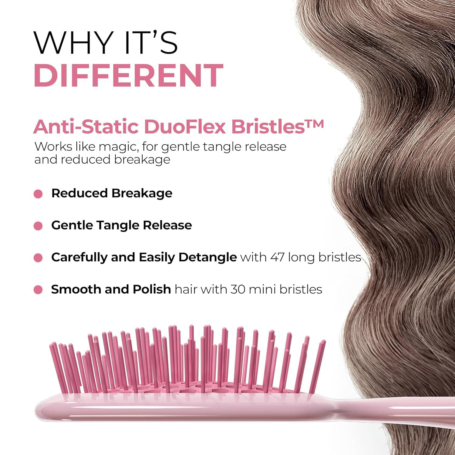 imageFHI Heat UNbrush Mini Detangler Brush for PainFree Brushing on All Wet or Dry Hair Types  Durable Duoflex AntiStatic Bristles Lightweight Handle Vented Mini Hair BrushPeony Light Pink