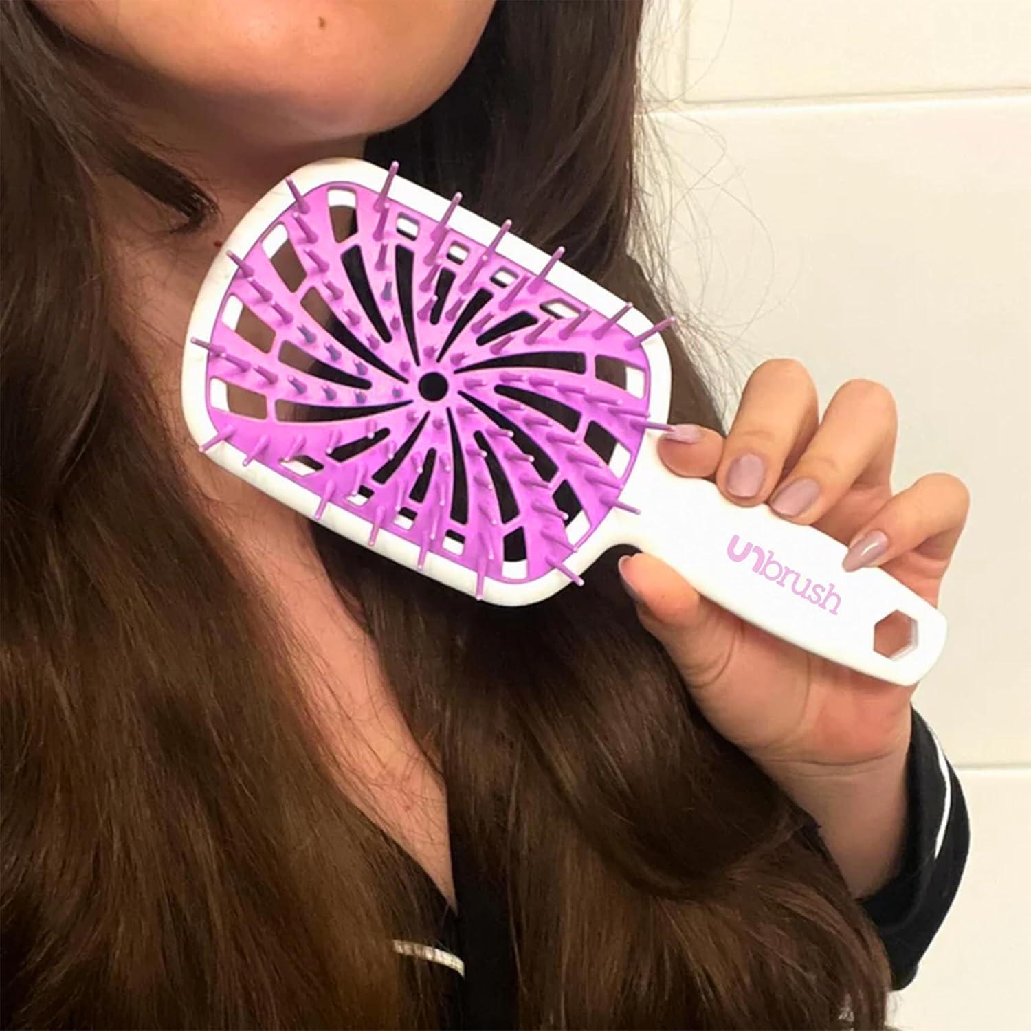 imageFHI Heat UNbrush Plus  Curly Hair Brush for Gentle ampamp Effective Detangling on Wet or Dry Fragile Hair Types  Detangler Brush w 84 UltraFlex Bristles Ultralight Vented Anti Static HairbrushBubble Gum