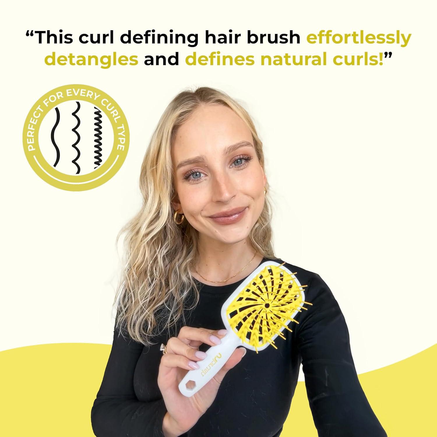imageFHI Heat UNbrush Plus  Curly Hair Brush for Gentle ampamp Effective Detangling on Wet or Dry Fragile Hair Types  Detangler Brush w 84 UltraFlex Bristles Ultralight Vented Anti Static HairbrushLemon Drop