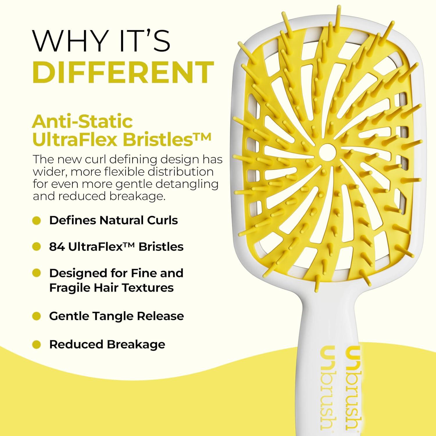 imageFHI Heat UNbrush Plus  Curly Hair Brush for Gentle ampamp Effective Detangling on Wet or Dry Fragile Hair Types  Detangler Brush w 84 UltraFlex Bristles Ultralight Vented Anti Static HairbrushLemon Drop