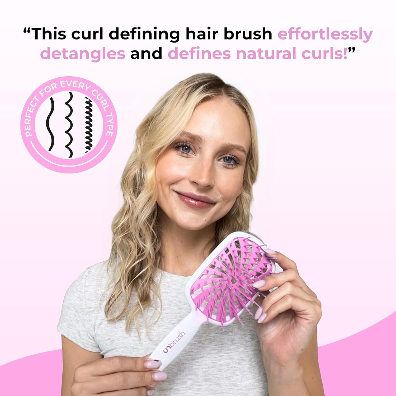 imageFHI Heat UNbrush Plus  Curly Hair Brush for Gentle ampamp Effective Detangling on Wet or Dry Fragile Hair Types  Detangler Brush w 84 UltraFlex Bristles Ultralight Vented Anti Static HairbrushBubble Gum