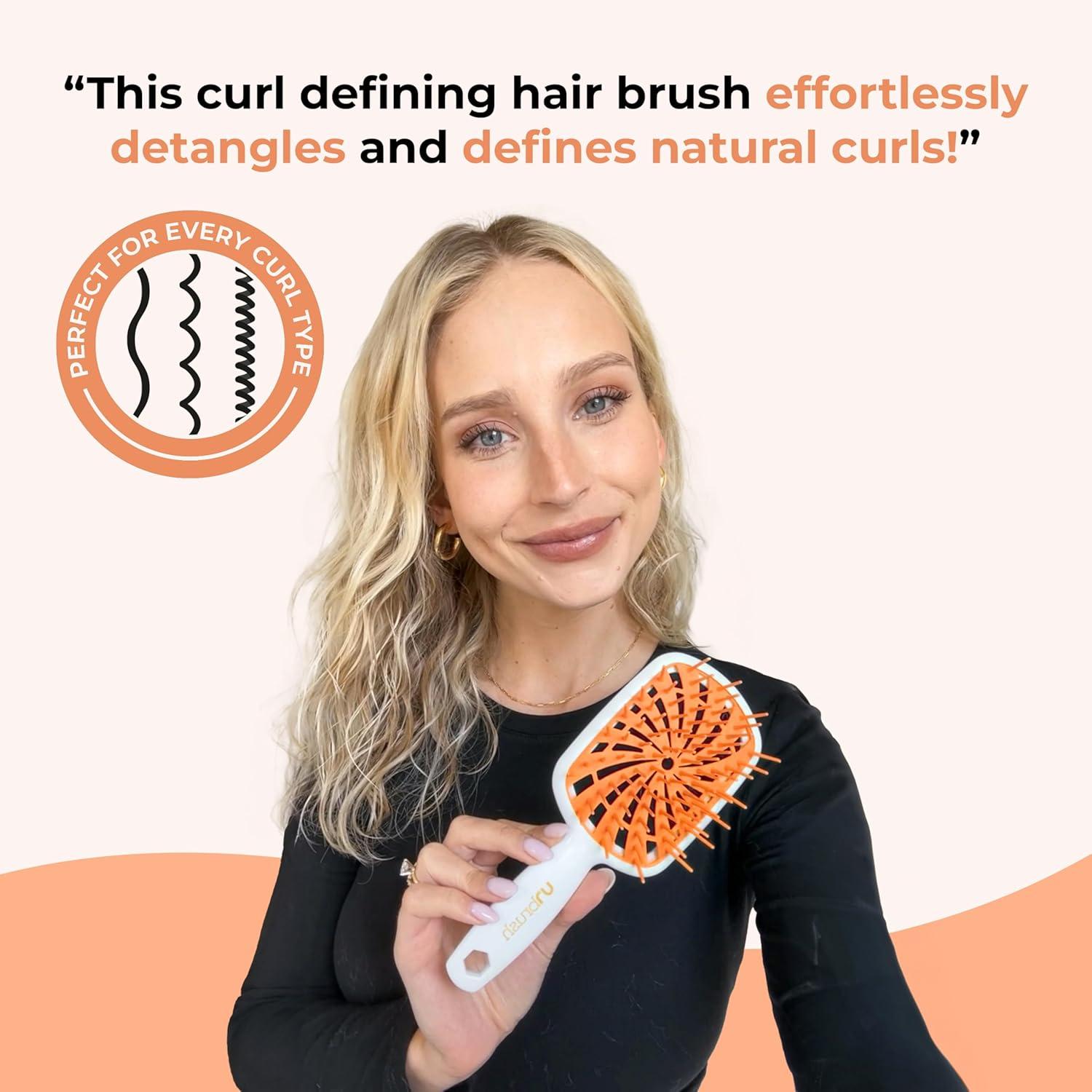 imageFHI Heat UNbrush Plus  Curly Hair Brush for Gentle ampamp Effective Detangling on Wet or Dry Fragile Hair Types  Detangler Brush w 84 UltraFlex Bristles Ultralight Vented Anti Static HairbrushOrange Sherbet