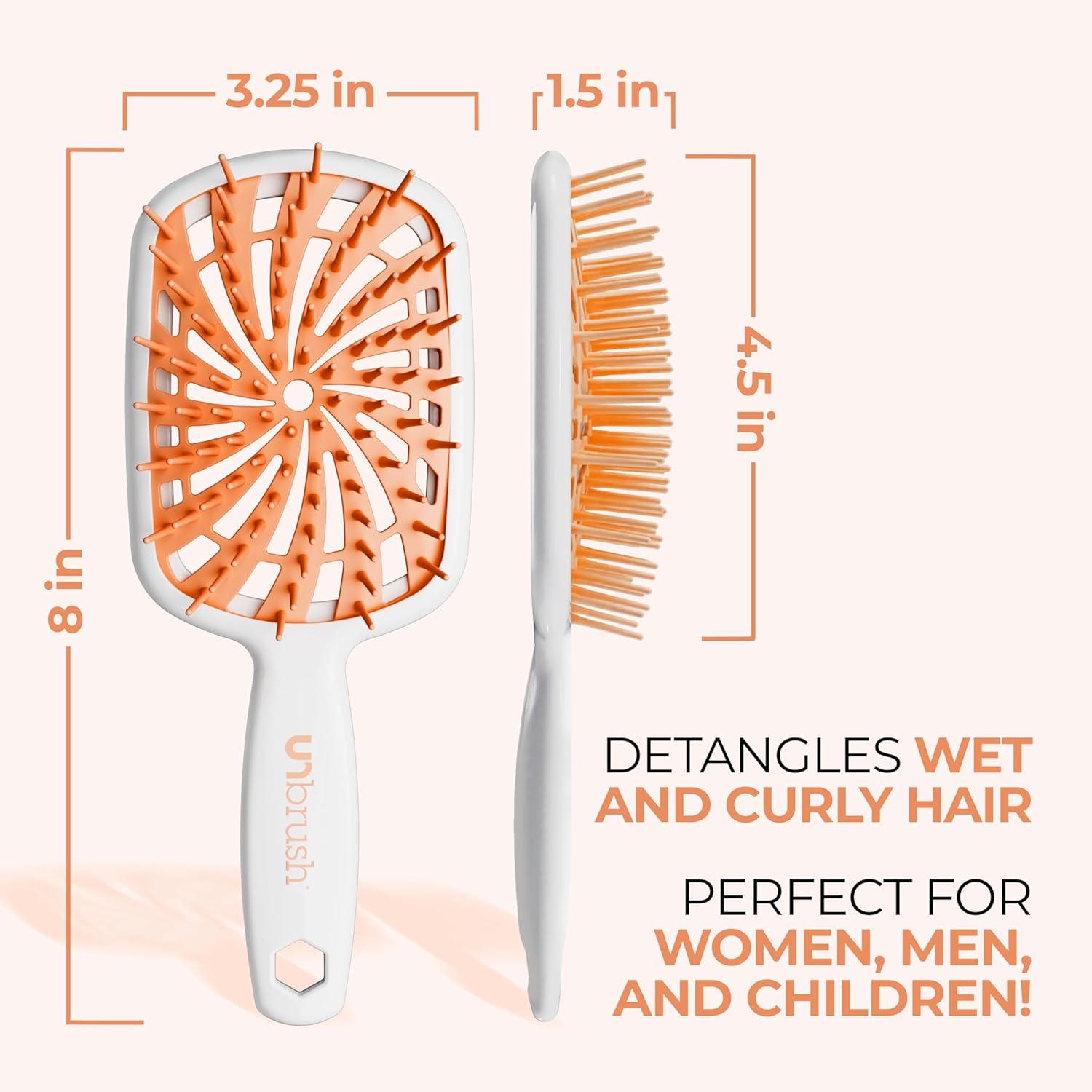 imageFHI Heat UNbrush Plus  Curly Hair Brush for Gentle ampamp Effective Detangling on Wet or Dry Fragile Hair Types  Detangler Brush w 84 UltraFlex Bristles Ultralight Vented Anti Static HairbrushOrange Sherbet