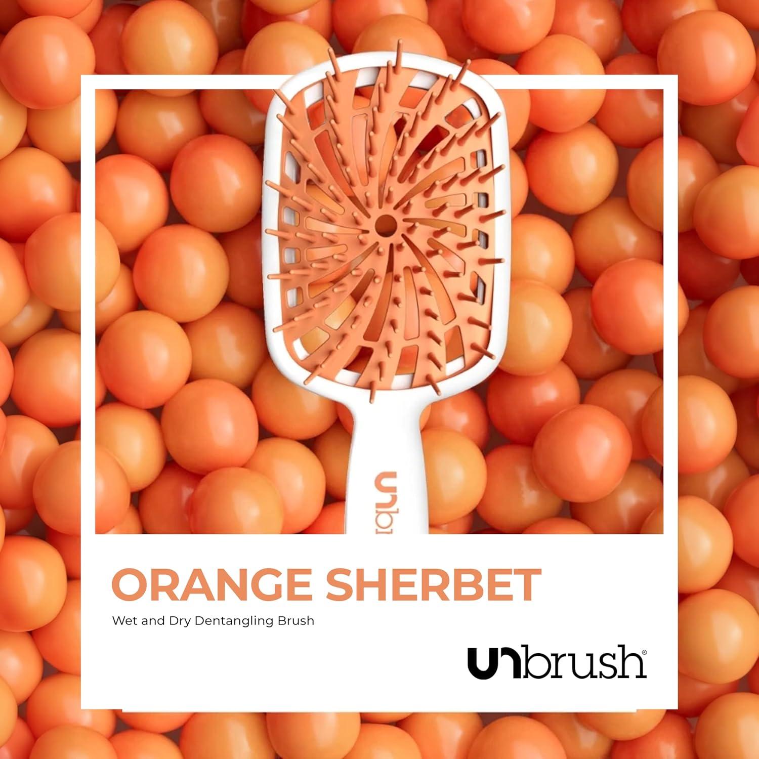 imageFHI Heat UNbrush Plus  Curly Hair Brush for Gentle ampamp Effective Detangling on Wet or Dry Fragile Hair Types  Detangler Brush w 84 UltraFlex Bristles Ultralight Vented Anti Static HairbrushOrange Sherbet