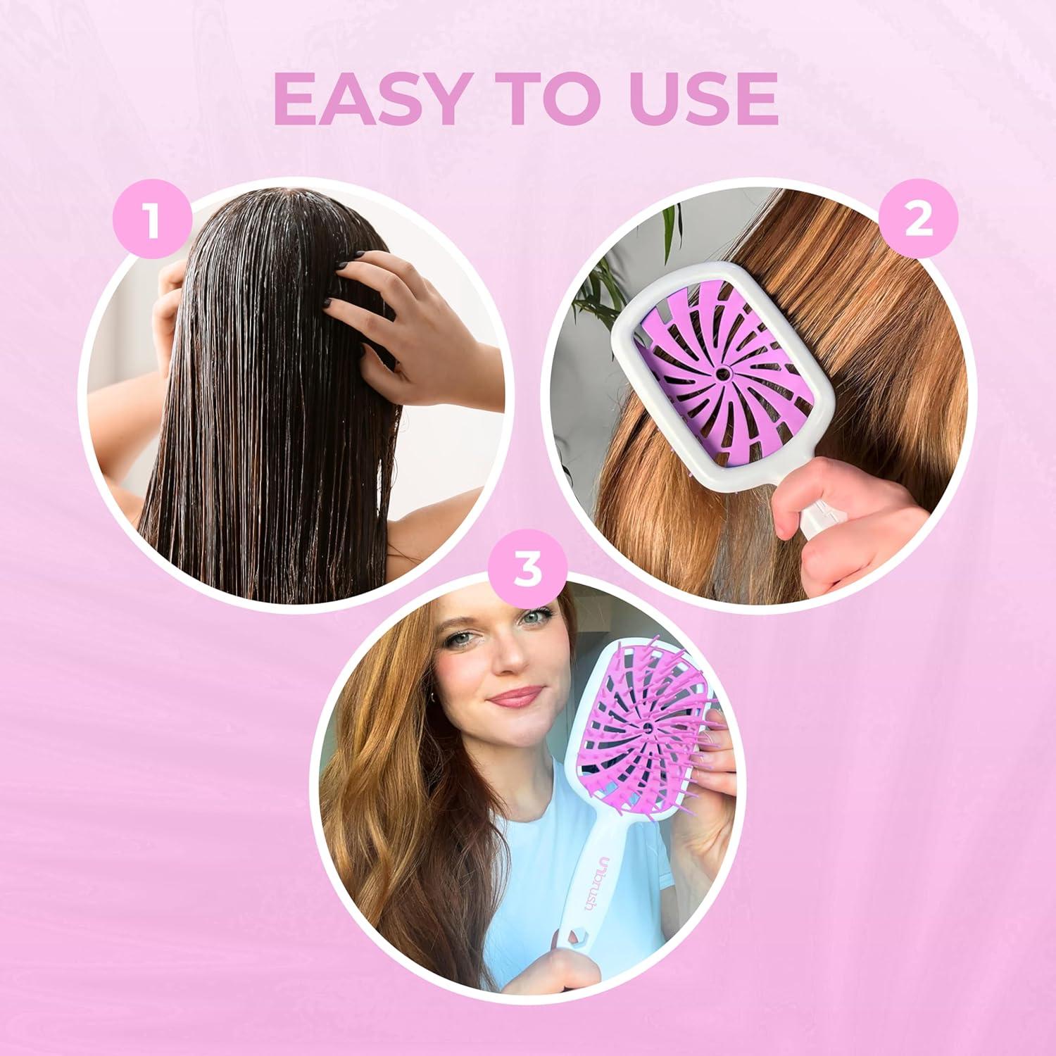 imageFHI Heat UNbrush Plus  Curly Hair Brush for Gentle ampamp Effective Detangling on Wet or Dry Fragile Hair Types  Detangler Brush w 84 UltraFlex Bristles Ultralight Vented Anti Static HairbrushBubble Gum
