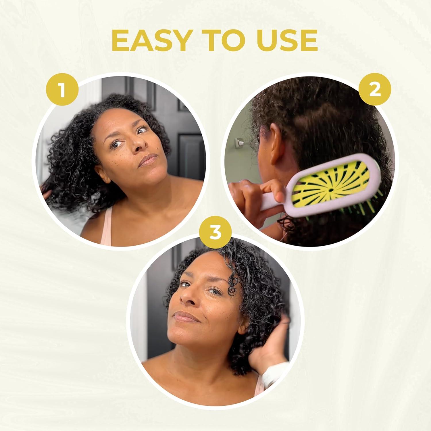 imageFHI Heat UNbrush Plus  Curly Hair Brush for Gentle ampamp Effective Detangling on Wet or Dry Fragile Hair Types  Detangler Brush w 84 UltraFlex Bristles Ultralight Vented Anti Static HairbrushLemon Drop