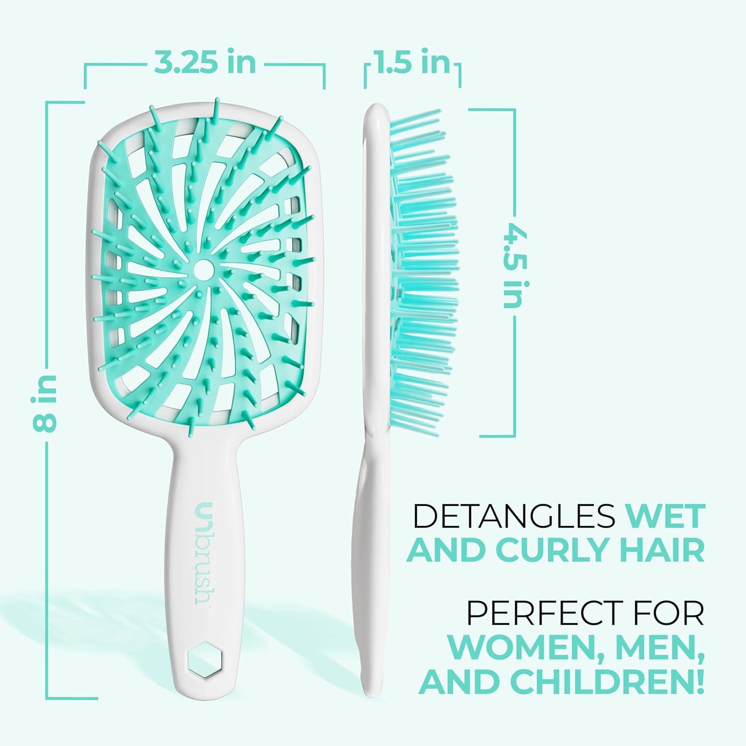 imageFHI Heat UNbrush Plus  Curly Hair Brush for Gentle ampamp Effective Detangling on Wet or Dry Fragile Hair Types  Detangler Brush w 84 UltraFlex Bristles Ultralight Vented Anti Static HairbrushMint Swirl