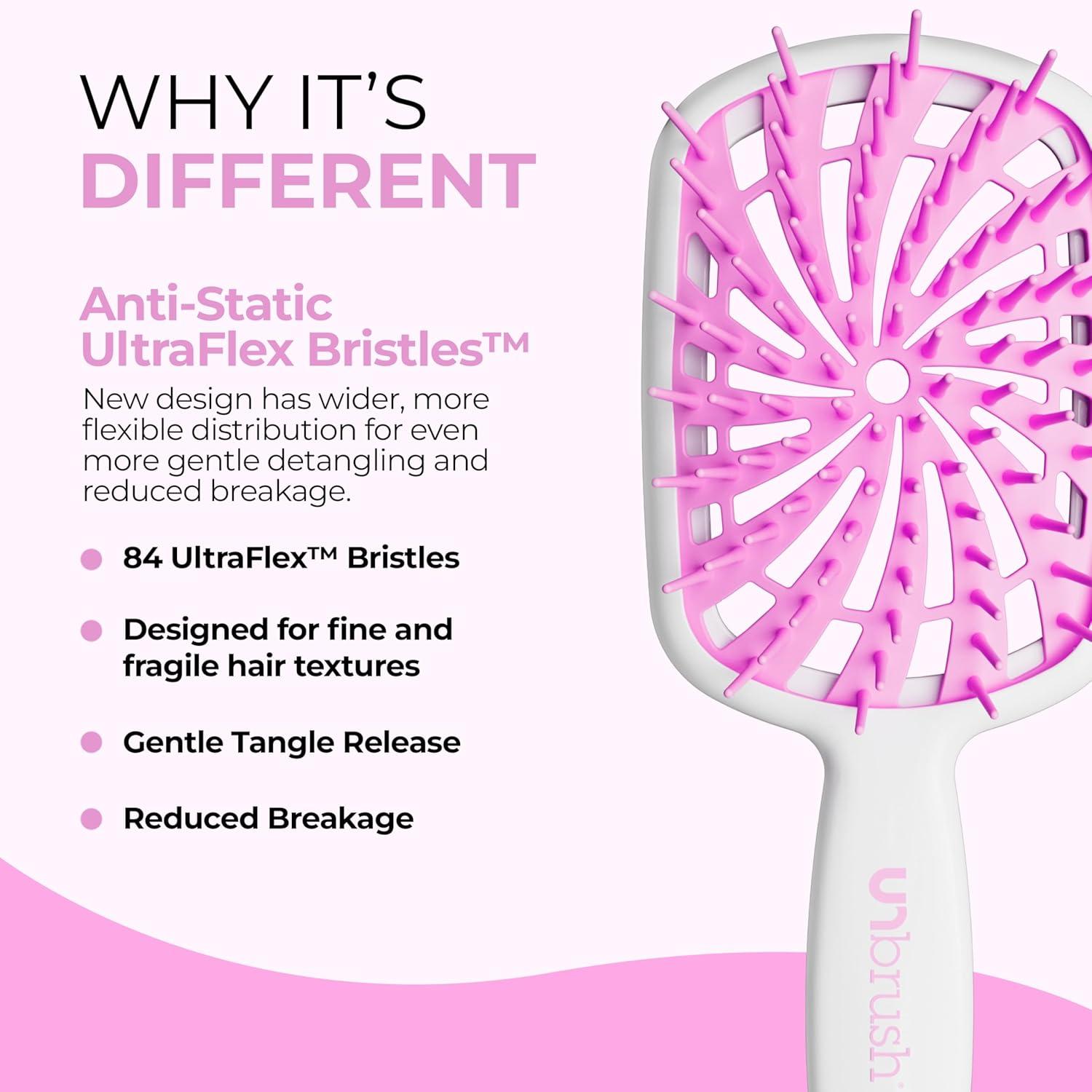 imageFHI Heat UNbrush Plus  Curly Hair Brush for Gentle ampamp Effective Detangling on Wet or Dry Fragile Hair Types  Detangler Brush w 84 UltraFlex Bristles Ultralight Vented Anti Static HairbrushBubble Gum