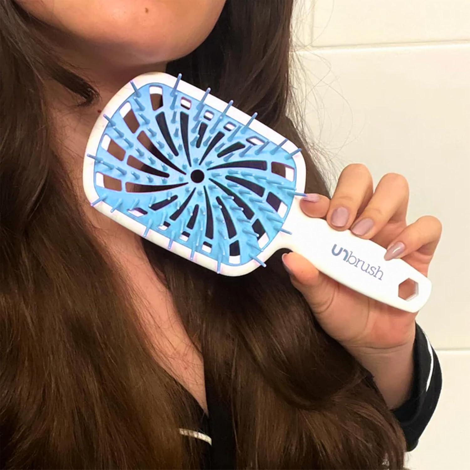 imageFHI Heat UNbrush Plus  Curly Hair Brush for Gentle ampamp Effective Detangling on Wet or Dry Fragile Hair Types  Detangler Brush w 84 UltraFlex Bristles Ultralight Vented Anti Static HairbrushCotton Candy