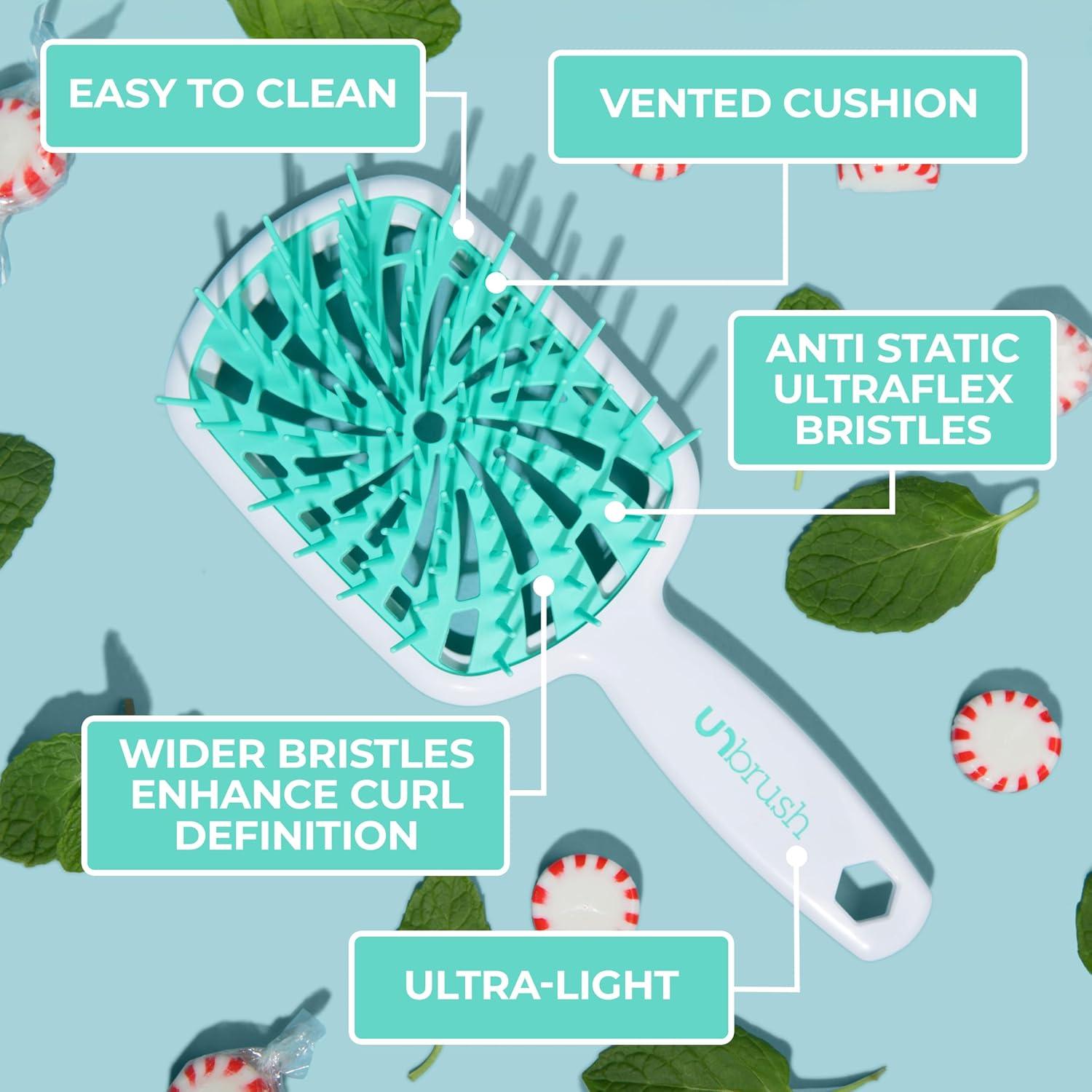 imageFHI Heat UNbrush Plus  Curly Hair Brush for Gentle ampamp Effective Detangling on Wet or Dry Fragile Hair Types  Detangler Brush w 84 UltraFlex Bristles Ultralight Vented Anti Static HairbrushMint Swirl