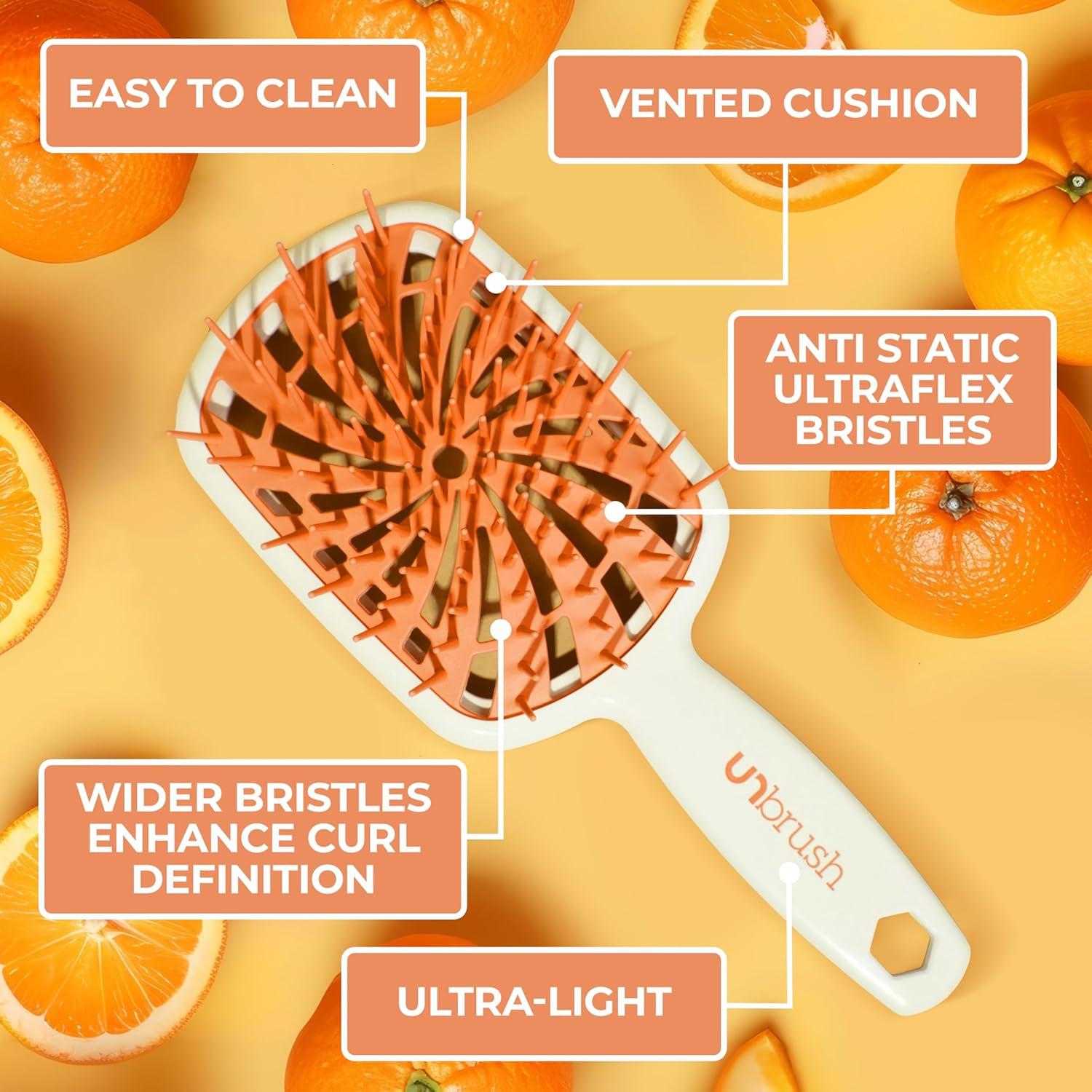 imageFHI Heat UNbrush Plus  Curly Hair Brush for Gentle ampamp Effective Detangling on Wet or Dry Fragile Hair Types  Detangler Brush w 84 UltraFlex Bristles Ultralight Vented Anti Static HairbrushOrange Sherbet