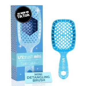 imageFHI Heat UNbrush Mini Detangler Brush for PainFree Brushing on All Wet or Dry Hair Types  Durable Duoflex AntiStatic Bristles Lightweight Handle Vented Mini Hair BrushSapphire Blue