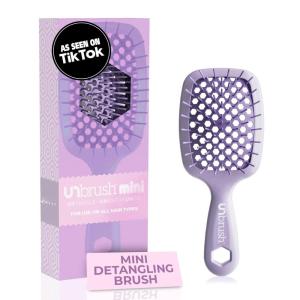 imageFHI Heat UNbrush Mini Detangler Brush for PainFree Brushing on All Wet or Dry Hair Types  Durable Duoflex AntiStatic Bristles Lightweight Handle Vented Mini Hair BrushLilac Light Purple