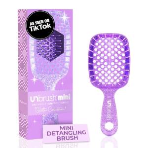 imageFHI Heat UNbrush Mini Detangler Brush for PainFree Brushing on All Wet or Dry Hair Types  Durable Duoflex AntiStatic Bristles Lightweight Handle Vented Mini Hair BrushAmethyst Lavender