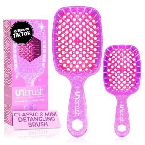 imageFHI Heat  UNbrush Detangling Brush Combo Pack  Original ampamp Mini UNbrush Hairbrush for All WetDry Hair Types  DuoFlex Anti Static Hair Brush Vented Detangler Brush for PainFree StylingRose Quartz Pink