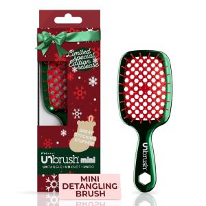 image:imageUNbrush Mini Holiday Hair Brush for PainFree Brushing On All WetDry Hair TypesHolly Green
