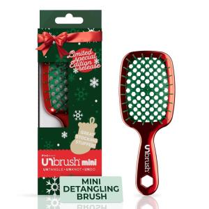 image:imageUNbrush Mini Holiday Hair Brush for PainFree Brushing On All WetDry Hair TypesPoinsetta Red