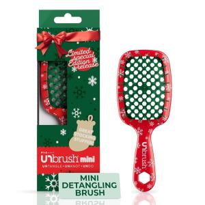 image:imageUNbrush Mini Holiday Hair Brush for PainFree Brushing On All WetDry Hair TypesSleigh Ride Red