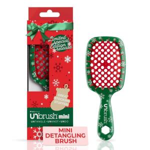 image:imageUNbrush Mini Holiday Hair Brush for PainFree Brushing On All WetDry Hair TypesSnowy Pine Green
